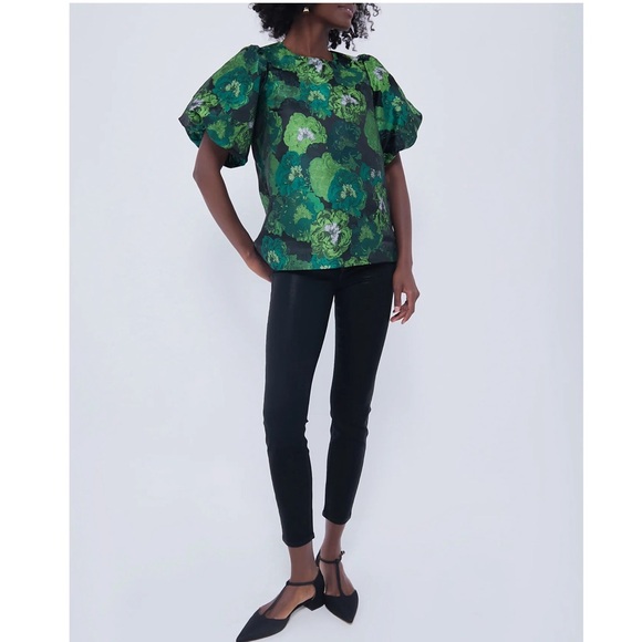 POMANDER PLACE Green Jacquard Lyla Blouse NEW - Picture 11 of 11